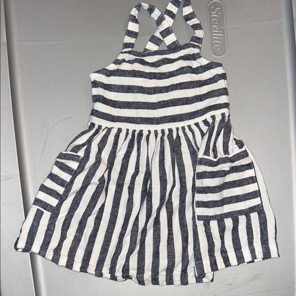 Carter's Black and White Striped Casual Dress